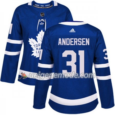 Dame Eishockey Toronto Maple Leafs Trikot Frederik Andersen 31 Adidas 2017-2018 Blau Authentic